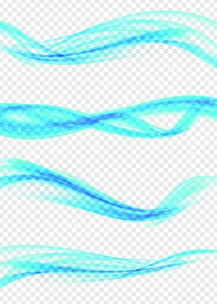 Ensemble Vagues Bleues Abstraites Sur Fond Transparent Illustration Vectorielle Pse10 — Image vectorielle