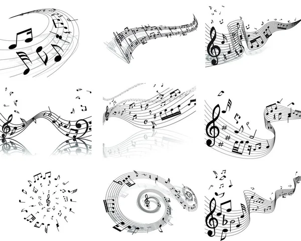 Notes Musique Vectorielles Fonds Portée Réglés Pour Usage Conception — Image vectorielle