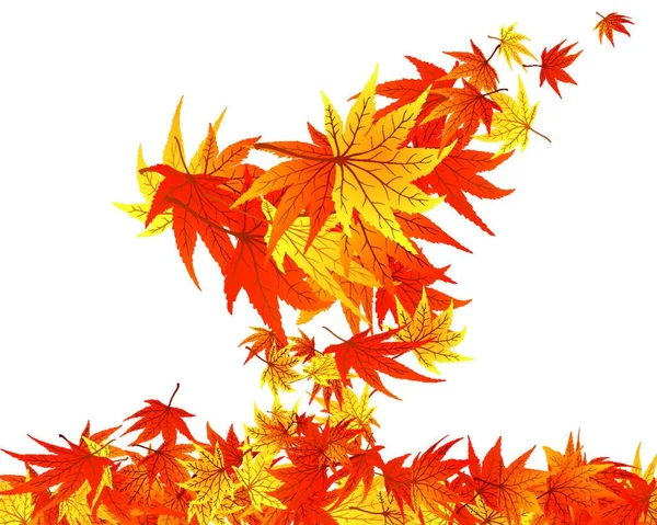 Скрученный Ряд Осенних Кленовых Листьев Векторная Иллюстрация — стоковый вектор