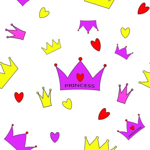 Prinzessin Nahtlose Muster Hintergrund Vektor Illustration — Stockvektor