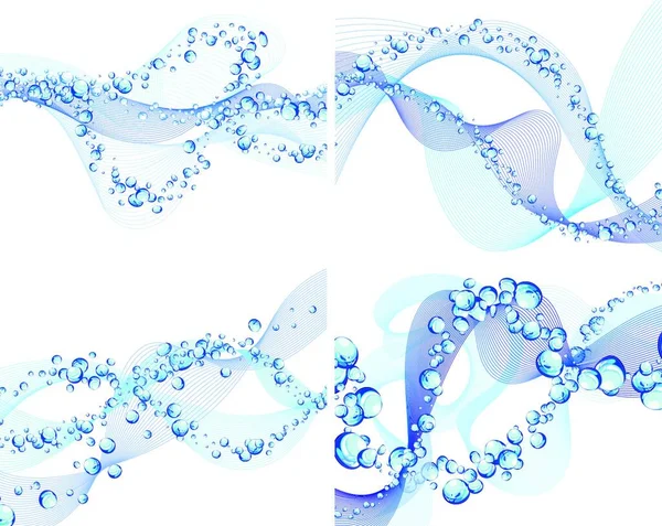 Abstrakt Vatten Vektor Bakgrunder Set Med Luftbubblor — Stock vektor