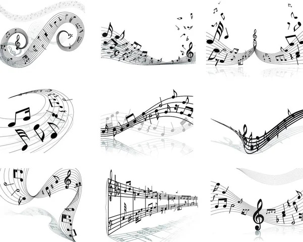 Notes Musique Vectorielles Fonds Portée Réglés Pour Usage Conception — Image vectorielle