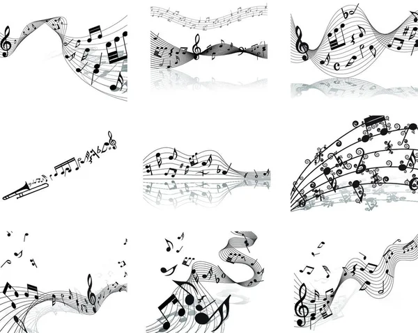 Notes Musique Vectorielles Fonds Portée Réglés Pour Usage Conception — Image vectorielle