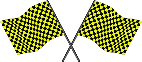 黄色和黑色检查赛车旗 矢量说明 — 图库矢量图片
