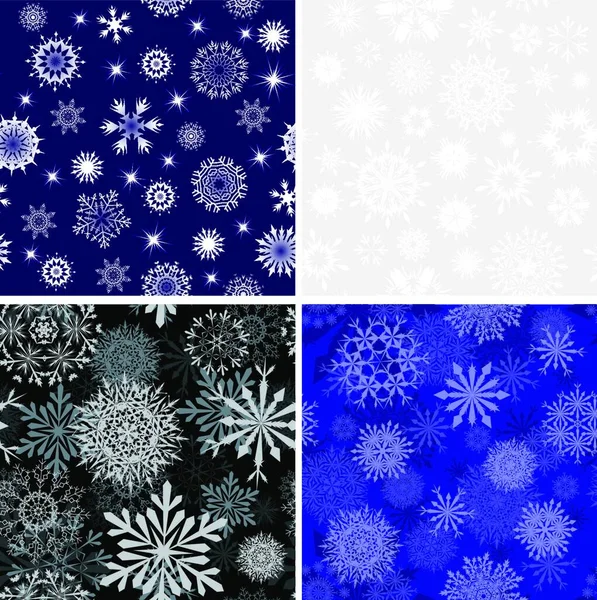 Fond Sans Couture Flocons Neige Fixés Pour Hiver Thème Noël — Image vectorielle