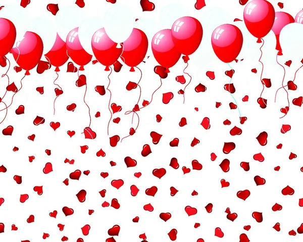 Beautiful Balloons Air Seamless Hearts Backgrond Vector Illustration — Stock Vector