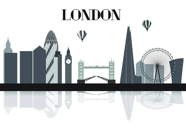 Egyesült Királyság Silhouette London Város Háttere Vektor Illusztráció Eps — Stock Vector