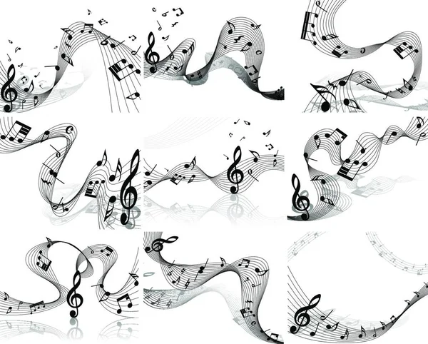 Vector Music Note Staff Background Set Design Use — стоковый вектор