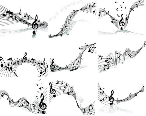 Vector Music Note Staff Background Set Design Use — стоковый вектор