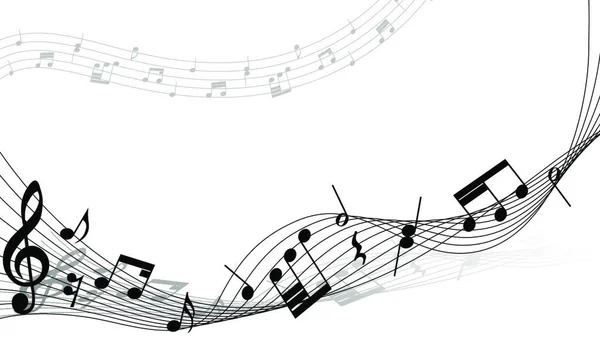 Notes Musique Vectorielles Arrière Plan Portée Pour Design — Image vectorielle