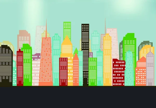 Kolorowe Tło Silhouette City Ilustracja Wektora Eps10 — Wektor stockowy