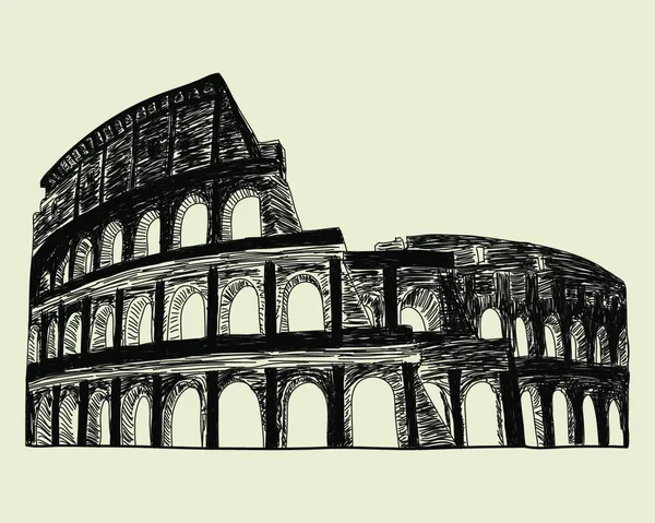 Roman Coliseum Vector Sketch Illustration Design Use — Stock Vector