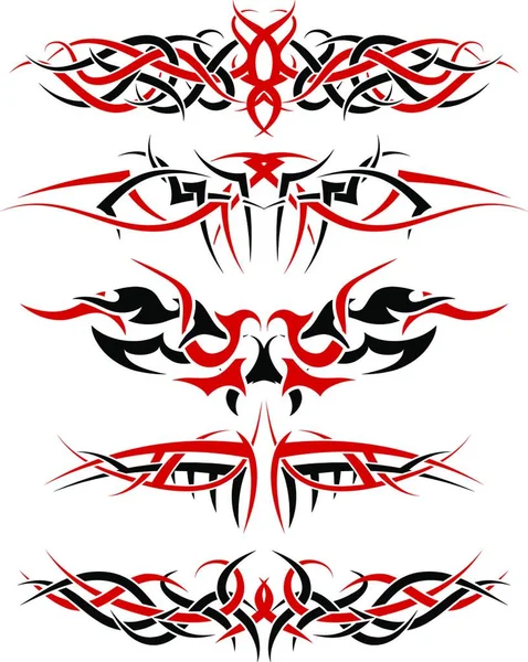 部族の入れ墨の設計の使用のための赤のパターンと黒 — ストックベクタ