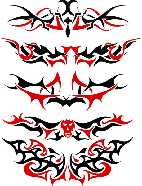 Svart Med Rött Mönster Tribal Tatuering För Design — Stock vektor