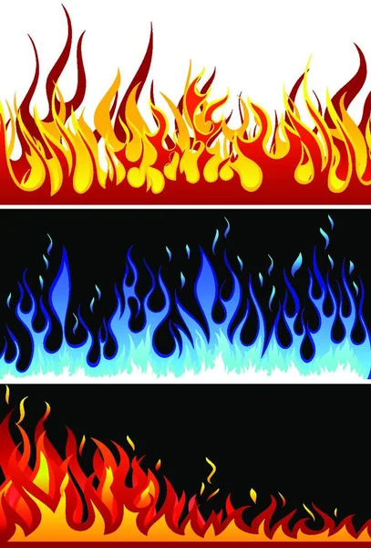 Set Sfondi Vettoriali Antincendio Con Lingua Fiamma — Vettoriale Stock
