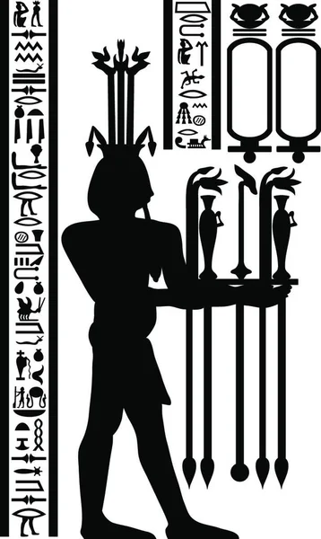 Ägyptische Hieroglyphen Und Fresken Vektorillustration — Stockvektor