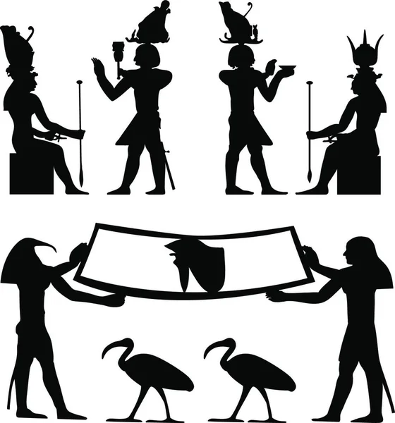 エジプトの象形文字とフレスコ画 ベクターイラスト — ストックベクタ