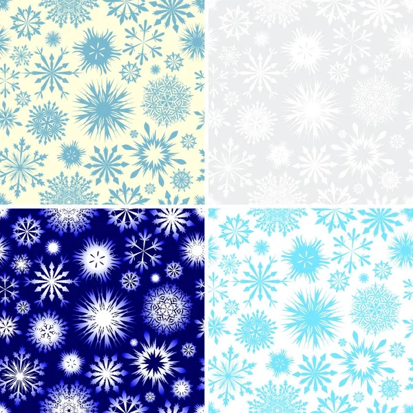 Ensemble Motifs Flocons Neige Sans Couture Différentes Couleurs Illustration Vectorielle — Image vectorielle