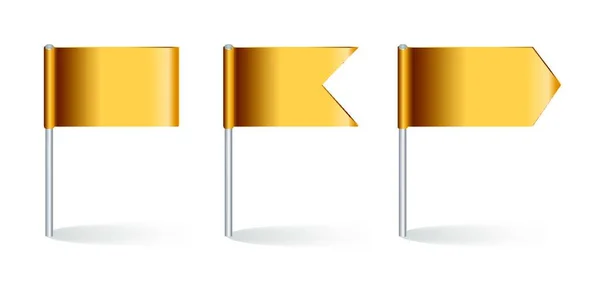 Ilustração Vetorial Bandeiras Douradas Set Studio Photo — Vetor de Stock