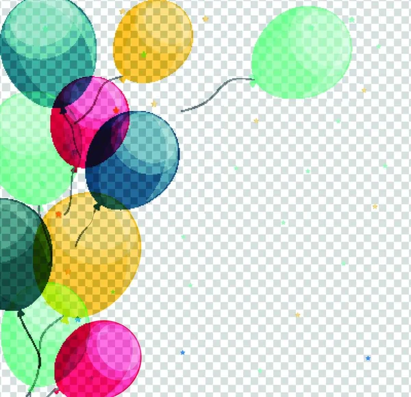 Glossy Happy Birthday Balloons Transparent Background Vector Illustration Eps10 — Vector de stock