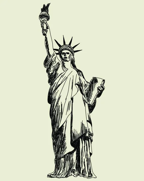 Statua Della Libertà Illustrazione Dello Schizzo Vettoriale Uso Progettuale — Vettoriale Stock