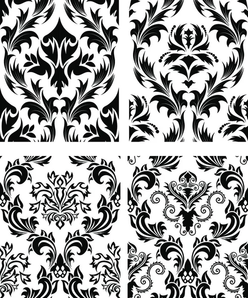 Damask Seamless Vector Patterns Set Easy Making Seamless Pattern Just — Stock Vector