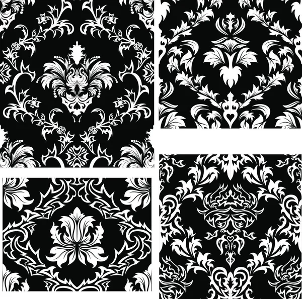 Damask Seamless Vector Backgrounds Set Easy Making Seamless Pattern Just — Stock Vector