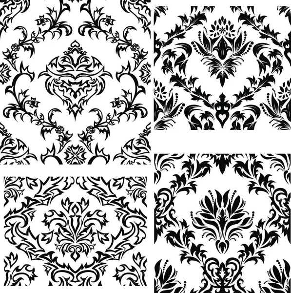 Damask Seamless Vector Backgrounds Set Easy Making Seamless Pattern Just — Stock Vector