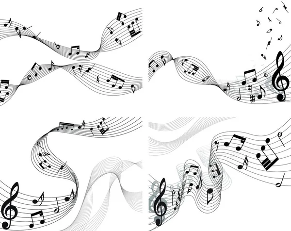 Vector Muzikale Notities Personeel Achtergronden Ingesteld Voor Ontwerp Gebruik Stockillustratie