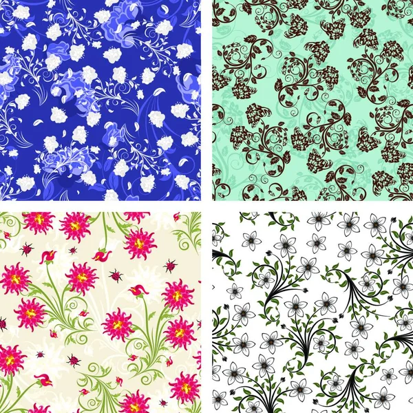 Seamless Vector Floral Pattern Easy Making Seamless Pattern Just Drag — Stock Vector