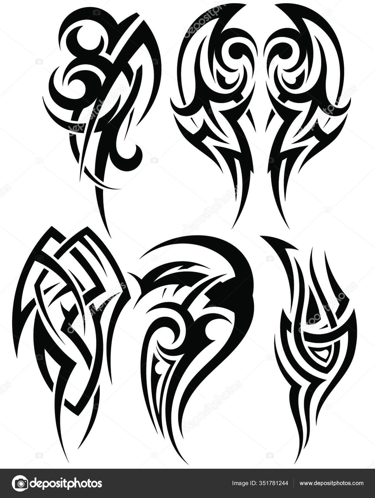 Set Tribal Tattoos Eps Vector Illustration Transparency Stock Vector ...