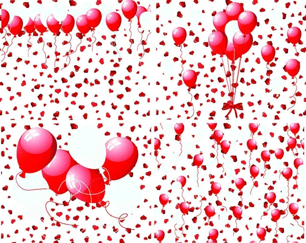Ensemble Ballons Fond Avec Des Cœurs Illustration Vectorielle — Image vectorielle