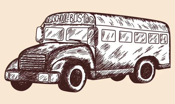 Szkic Autobus Szkolny Eps Ilustracji Wektorowych Bez Przezroczystości — Wektor stockowy