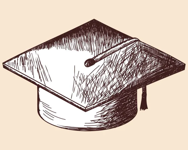 Boceto Gorra Graduación Eps Ilustración Vectorial Sin Transparencia — Vector de stock