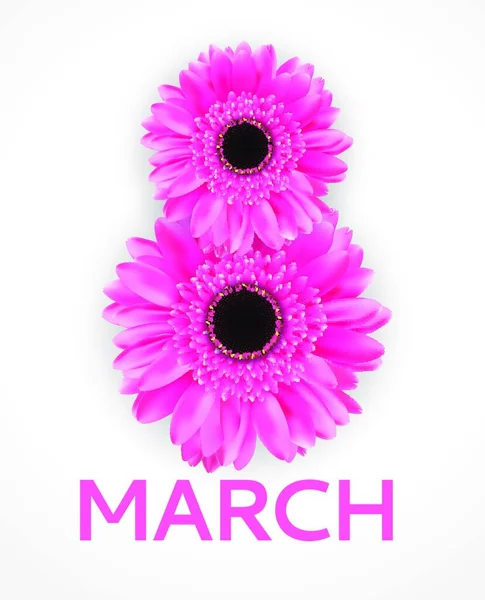 Cartaz Dia Internacional Mulher Feliz Março Floral Cartão Saudação Vector — Vetor de Stock