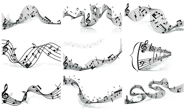 Musical Notes Staff Set Vector Illustration Transparency Eps10 — Stock Vector
