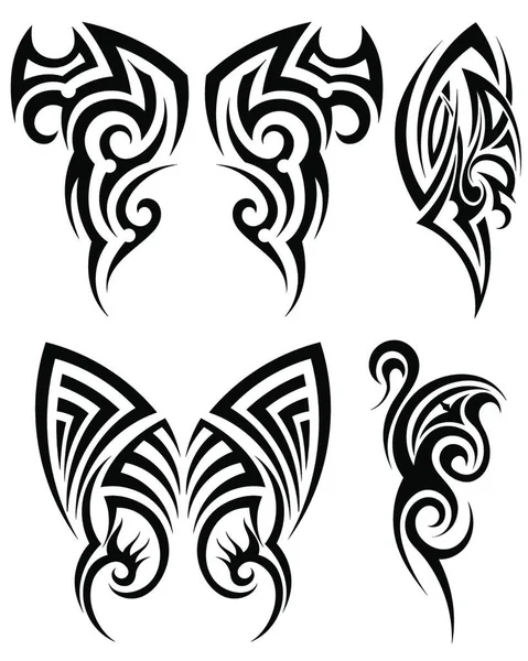 Készlet Törzsi Tetoválások Eps Vektoros Illusztráció Áttetszőség Nélkül — Stock Vector