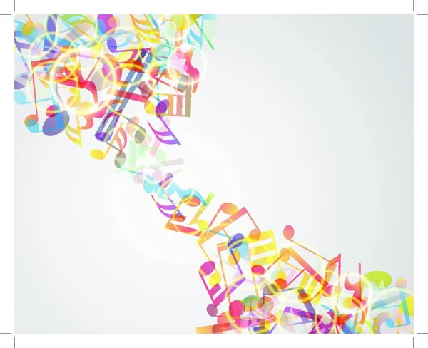 多色の音楽ノートスタッフの背景 透明感のあるベクターイラスト Eps — ストックベクタ