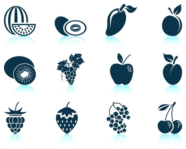 Set Icone Frutta Illustrazione Vettoriale Eps Senza Trasparenza — Vettoriale Stock