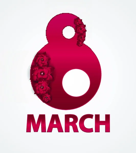 Cartaz Dia Internacional Mulher Feliz Março Floral Cartão Saudação Vector — Vetor de Stock