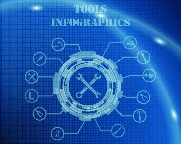 Gereedschappen Infographic Template Van Technological Gear Sign Lijnen Pictogrammen Elegant — Stockvector