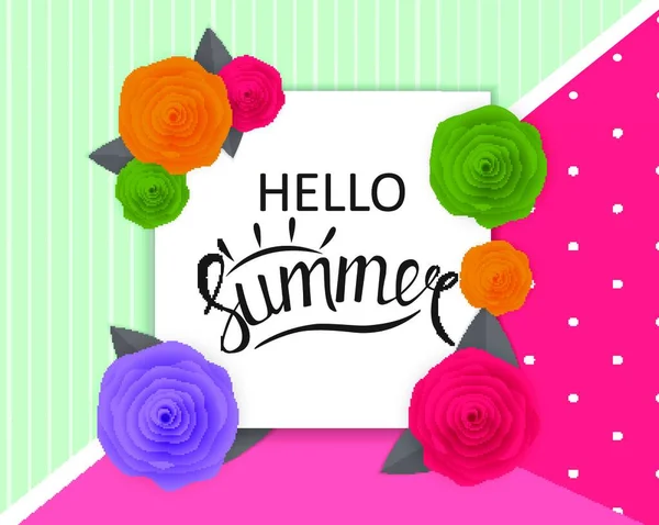 Hello Summer Natural Floral Background Cadru Vector Illustration Eps10 — Vector de stoc