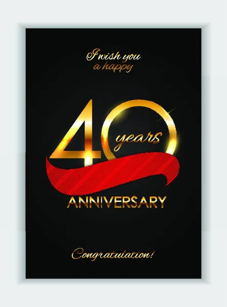 テンプレート40周年記念ベクトルイラスト Eps10 — ストックベクタ