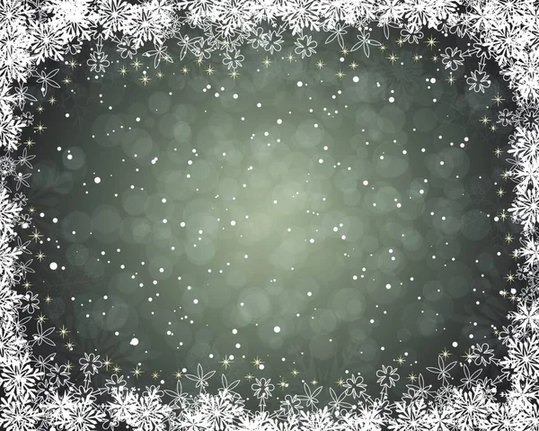 Elegante Kerstkaart Met Sneeuwvlokken Frame Cirkels Schitteren Sepia Achtergrond Met — Stockvector