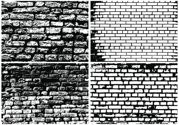 Sada Abstraktní Grunge Brick Wall Pozadí Černé Bílé Barvě Detailní — Stockový vektor