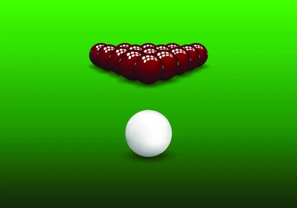 Snooker Piramis Fényes Golyó Zöld Háttér Vektoros Illusztráció — Stock Vector