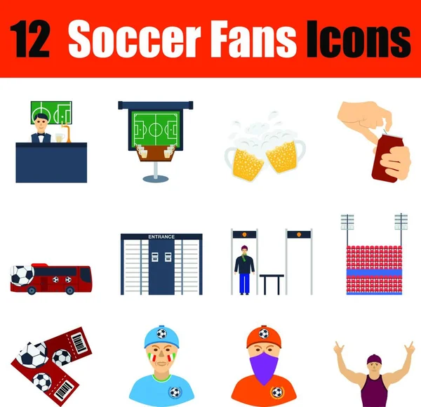 Icono Diseño Plano Para Aficionados Fútbol Ambientado Colores Ilustración Vectorial — Archivo Imágenes Vectoriales