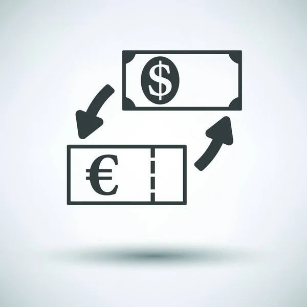 Dolarul Valutar Pictograma Schimb Euro Fundal Gri Umbră Rotundă Ilustrație — Vector de stoc