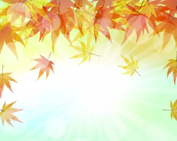Jesienna Ramka Opadającymi Liśćmi Klonu Tle Nieba — Wektor stockowy