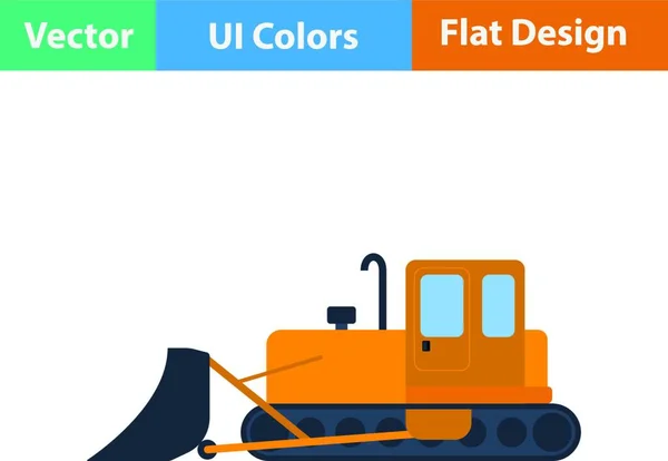 Ícone Design Plano Bulldozer Construção Cores Ilustração Vetorial — Vetor de Stock